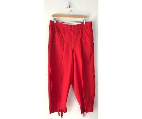 80s Red Golf Knickers Mens Size 34, Vintage Retro