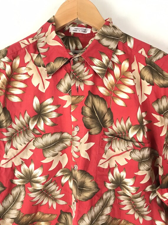 Vintage Men's Hawaiian Shirt, Pierre Cardin Red &… - image 3