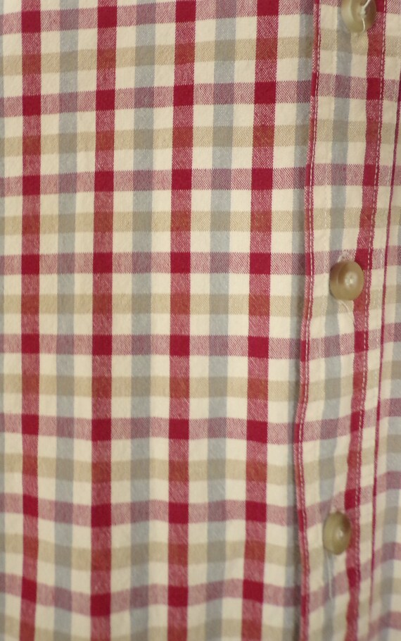 Vintage Mens Plaid Shirt, 90s Lee Red Gray Tan Pl… - image 4