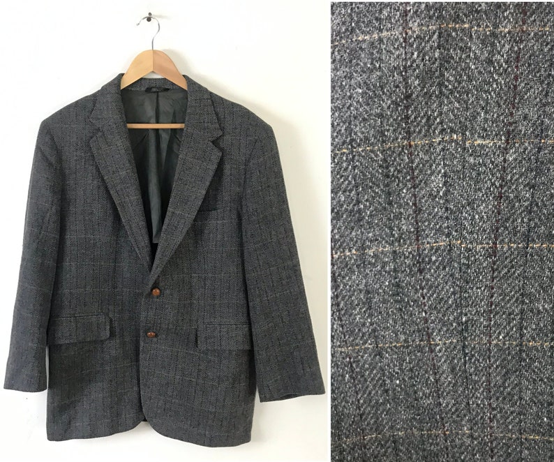 Vintage Mens Plaid Sportcoat 80s Dark Gray Plaid Sport Coat - Etsy