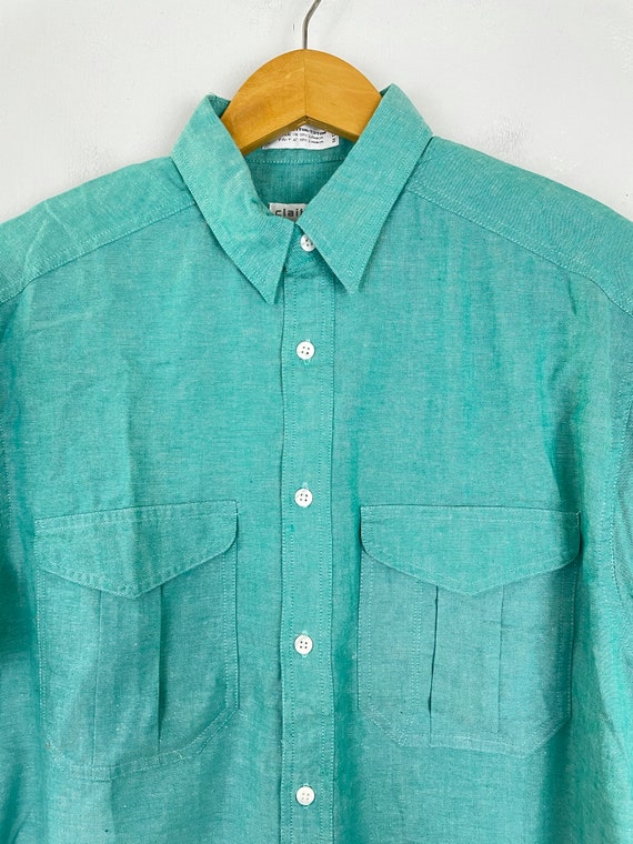 Vintage Claiborne Teal Button Down Shirt Mens Med… - image 3