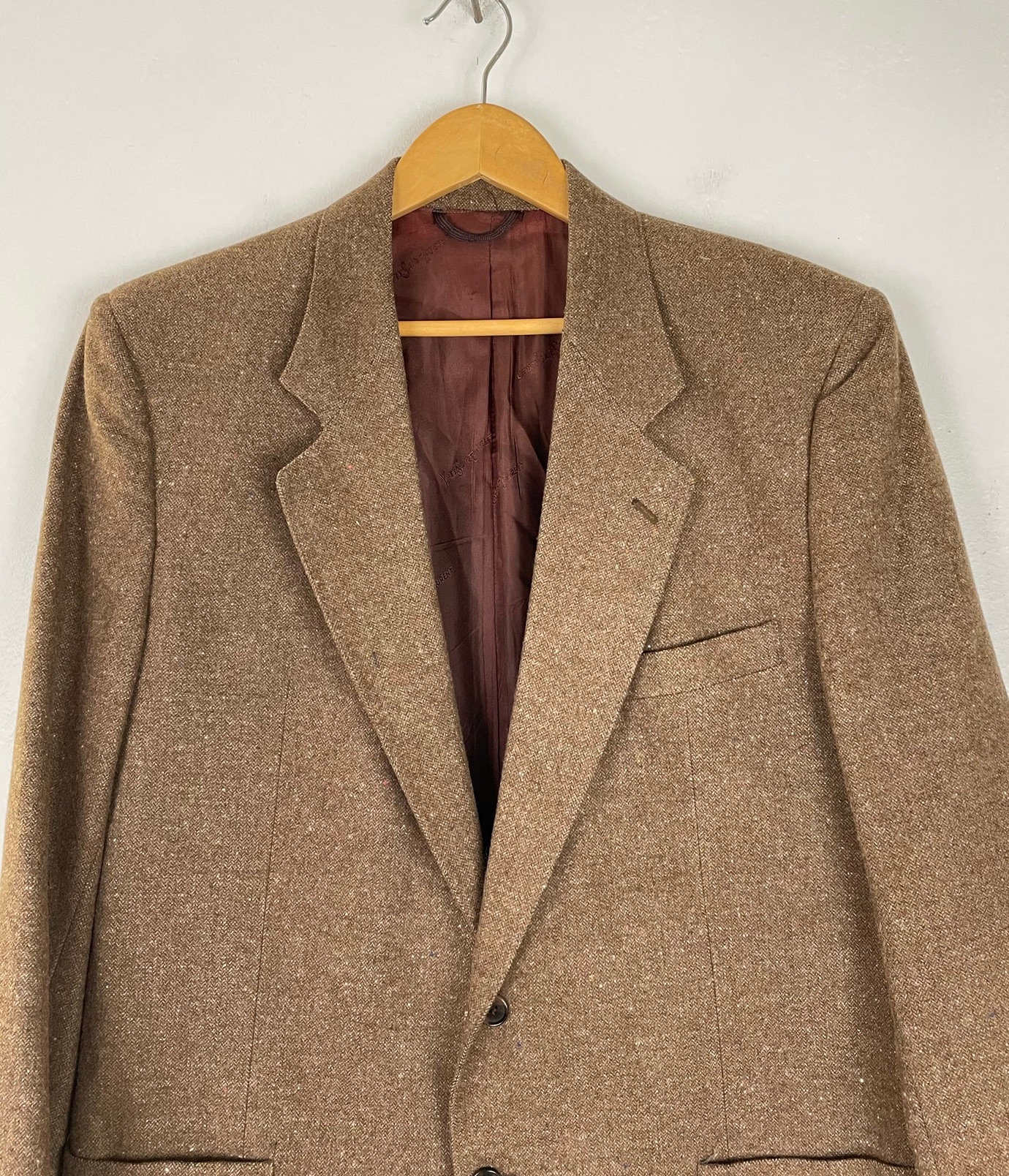 Vintage Yves Saint Laurent Brown Tweed Sport Coat Mens Size | Etsy