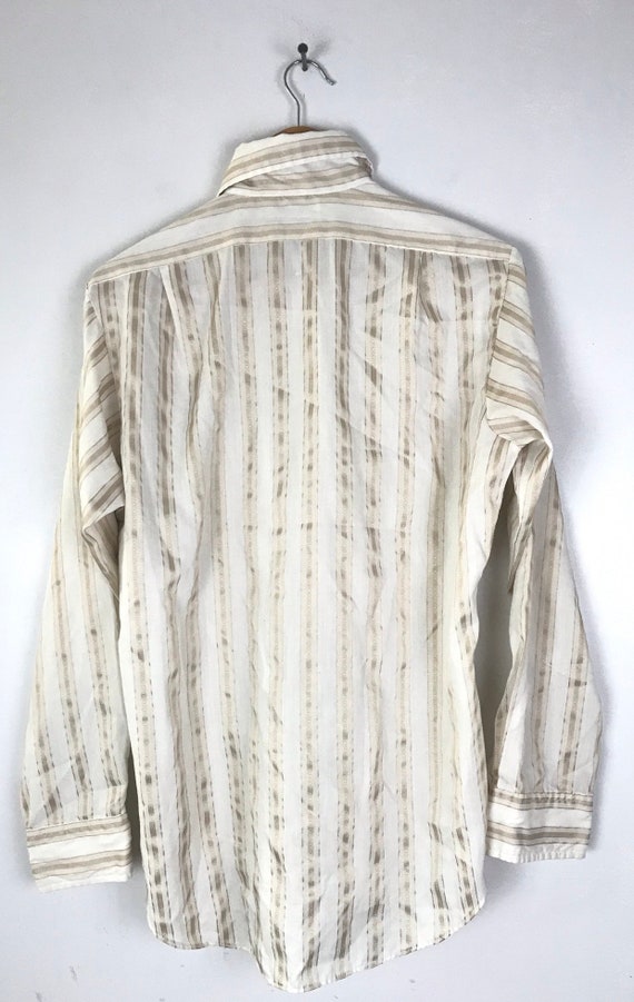 Vintage Mens Disco Shirt, 70s Gold & White Stripe… - image 5