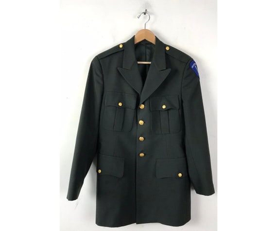 Vintage US Army Green Coat, Green Gold Buttons Men