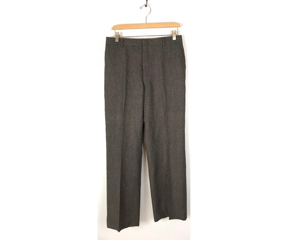 Vintage Brown Pinstriped Wool Dress Pants Mens Siz