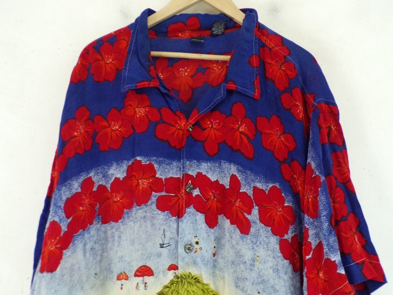 Beach Scene Car Hawaiian Shirt Tropical Beach Shirt Summer Hawaii Mens Hawaiian Shirt 90s Car Beach Print Hawaiian Shirt Mens XXL