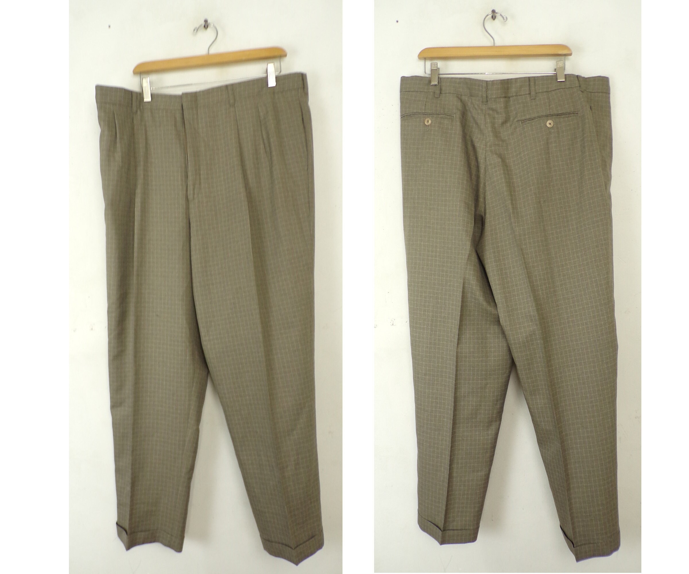 Vintage Brown \u0026 White Plaid Dress Pants 