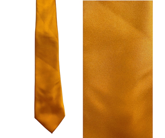 Vintage Yellow Mustard Tie, 90s Shiny Yellow Retr… - image 1