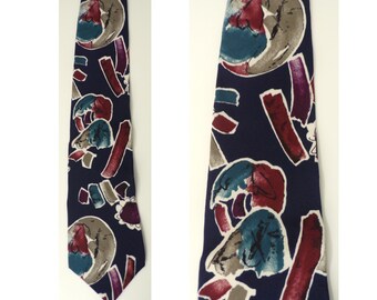 90s Colorful Abstract Mens Tie, New Old Stock, Halston Tie, Abstract Tie, Retro, Colorful Tie, Silk Tie, Italian Silk,Abstract Print,Necktie