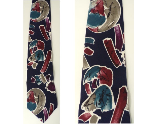 90s Colorful Abstract Mens Tie, New Old Stock, Ha… - image 2