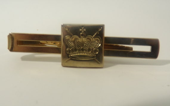 Vintage Mens Tie Bar, Gold Crown Tie Bar,  1990s … - image 2