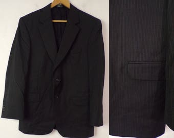 Vintage Mens Pinstripe Blazer, 90s Jos A Bank Blazer Size 40S, Vintage Jos A Bank Sport Coat,Business Black Pinstriped Blazer, Classic Style