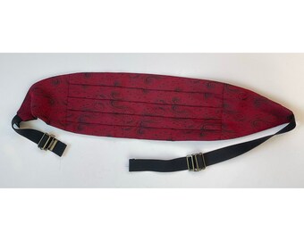 Vintage Rood &Zwart Paisley Cummerbund, Klassieke Rode Print Cummerbund, Formeel Evenement Black Tie Event Bruiloft