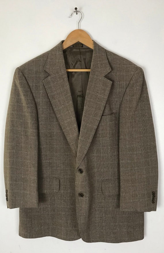 Vintage Mens Plaid Blazer, Brown & Orange Plaid S… - image 2