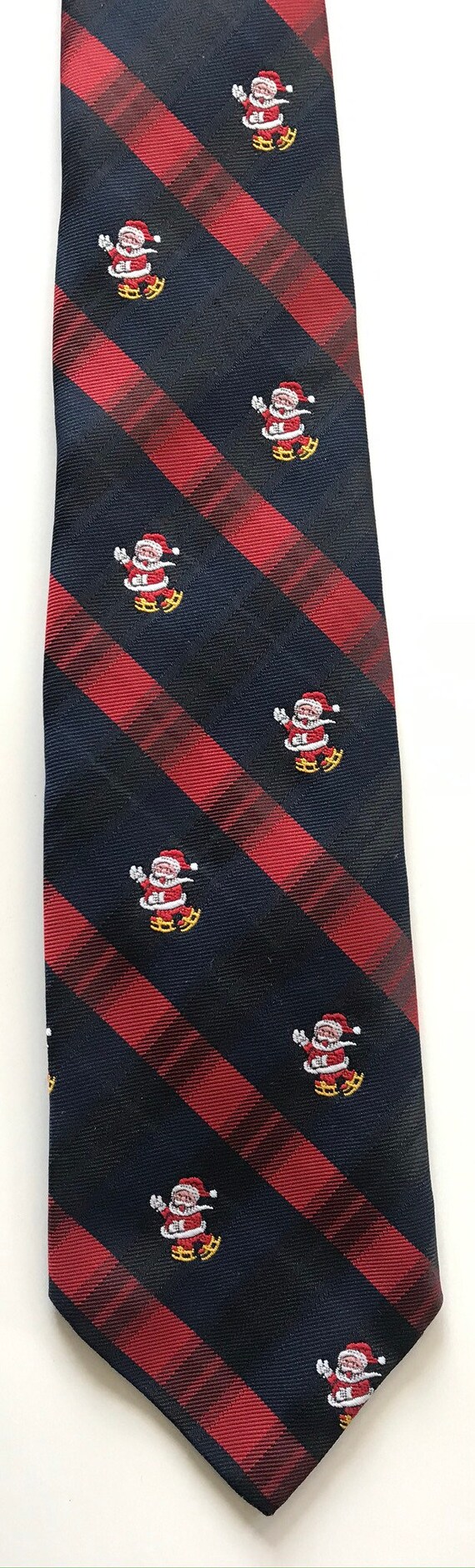 90s Santa Ice Skating Tie, Christmas Tie, Santa Claus Tie, Ugly Christmas, Ice Skating Tie, Holiday Tie, Striped Tie, Christmas Santa Tie