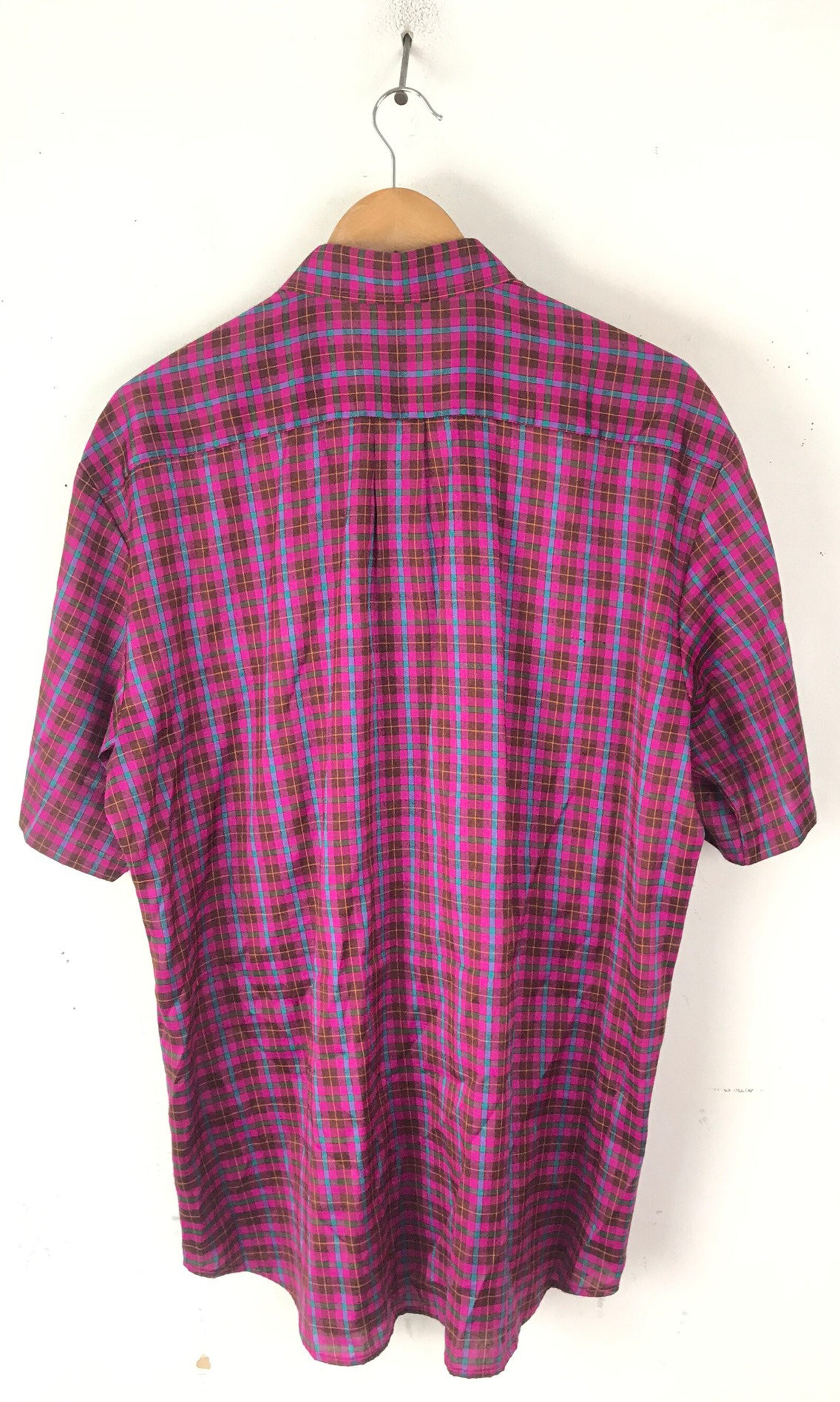 Vintage Mens Plaid Shirt Hot Pink & Blue Plaid Button Down - Etsy