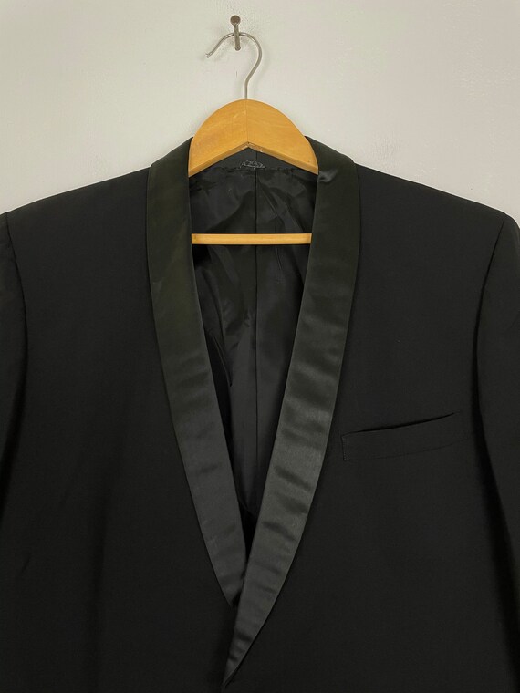 Vintage Black Tuxedo Jacket Mens Size 44, Black S… - image 3
