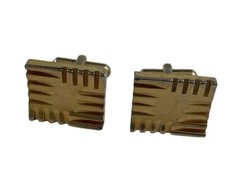 Vintage Gold Tone Rectangle Cufflinks | Geometric Mens Jewelry