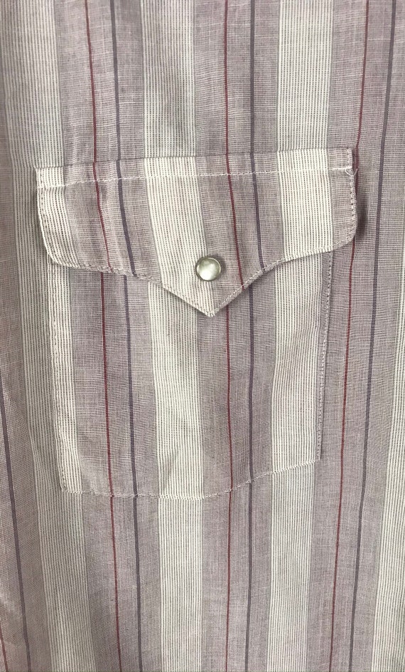 Vintage Purple & White Striped Western Shirt Mens… - image 4