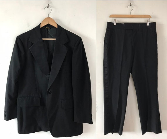 Vintage 70s Tuxedo, Black Two Piece Mens Size 40R
