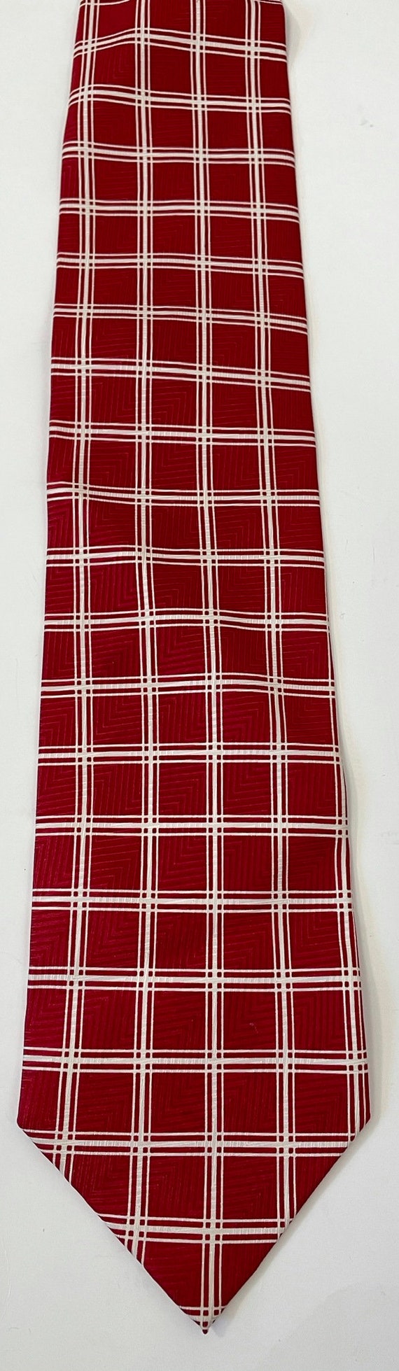 Vintage Red & White Plaid Tie, Handmade Classic Pl