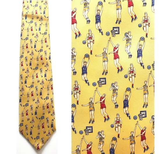 90s Yellow Basketball Tie, Old School Basketball,
