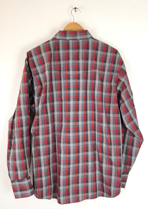 Vintage Wrangler Red & Gray Plaid Western Shirt Mens … - Gem