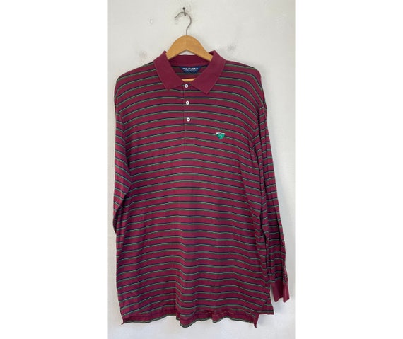 Vintage RALPH LAUREN Striped Polo Shirt Red Large, Vintage Online