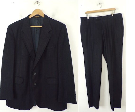 Vintage Evan Picone Black Pinstriped Two Piece Sui