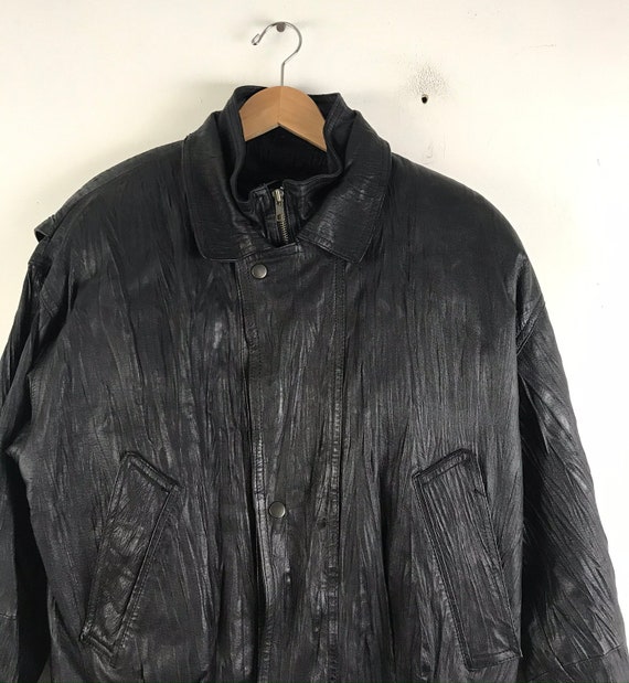 Vintage Mens Black Leather Jacket, 90s Byrnes & B… - image 3