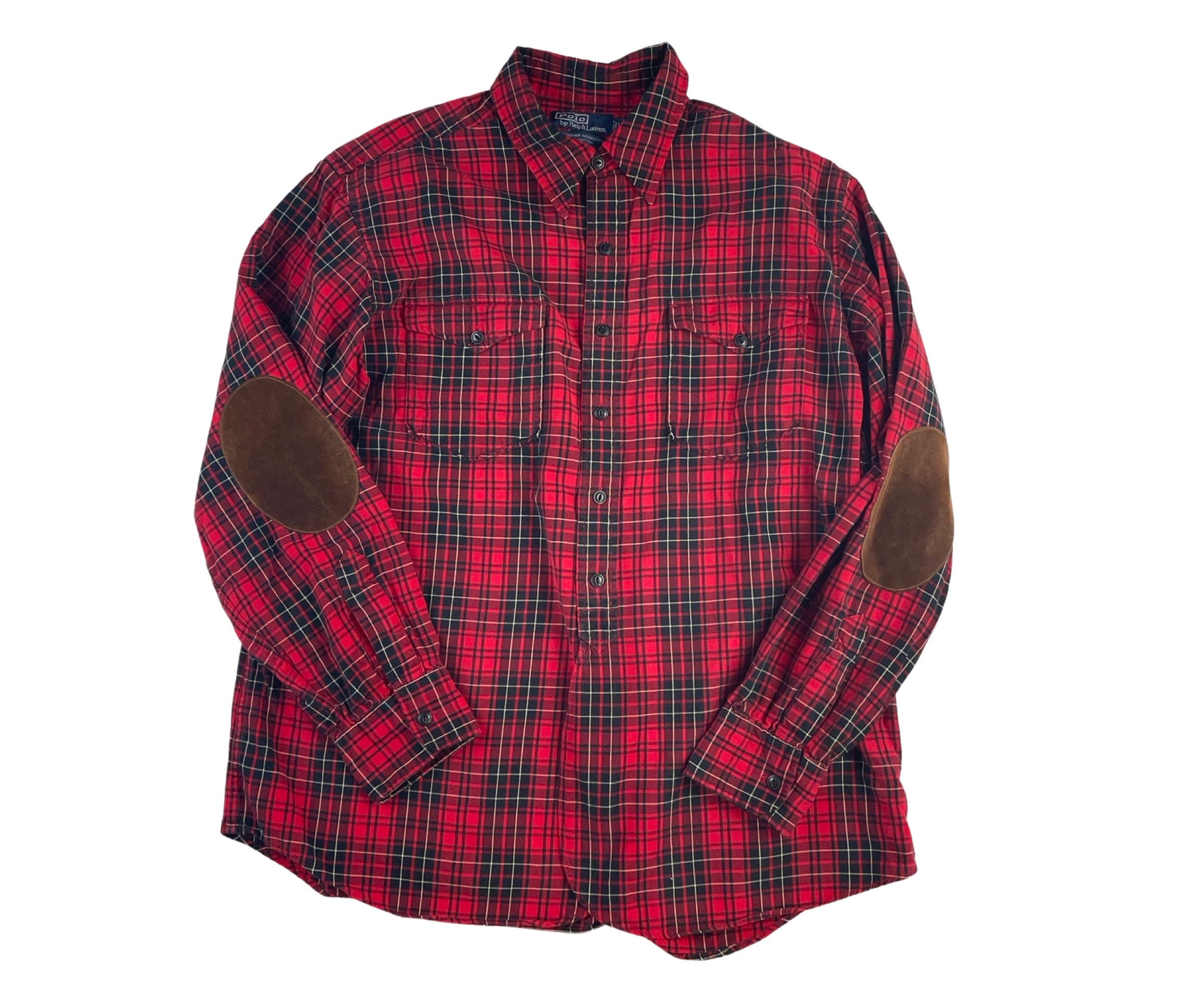 Vintage Polo Ralph Lauren Red Black Plaid Button Down Mens Large Woodsman Workshirt Lumberjack Shirt Classic Ralph Lauren Mens Shirt Etsy