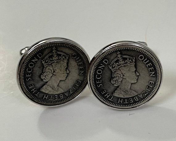 Vintage Queen Elizabeth II Coin Cuff Links, Queen… - image 1