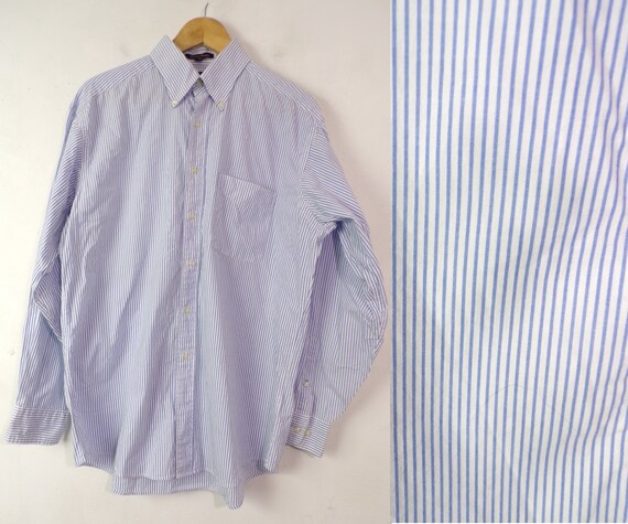 mens blue and white striped dress shirt