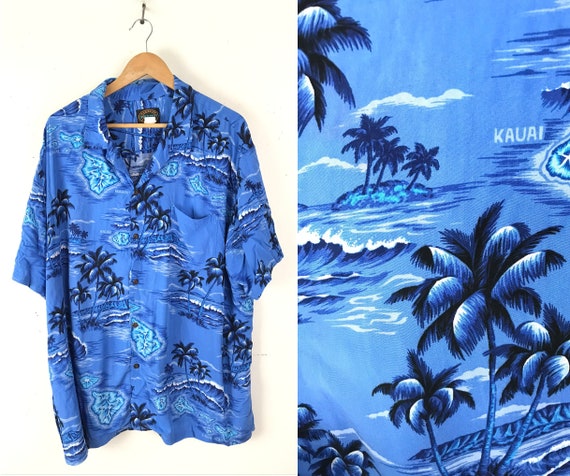 Vintage Palm Tree Beach Hawaiian Shirt Mens 3XL, … - image 1