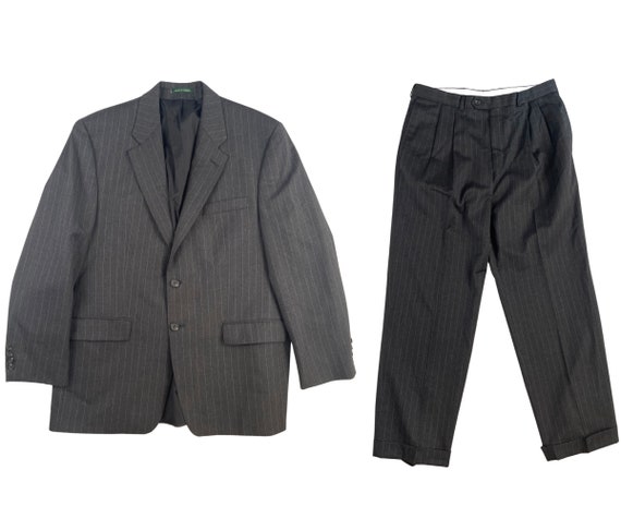 Vintage Ralph Lauren Dark Gray Pinstriped Suit Me… - image 1