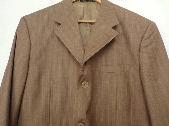 Vintage Men's Brown Blazer, 1980s Light Brown Pla… - image 4