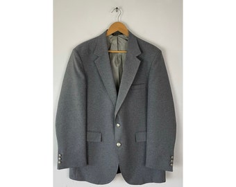 Vintage Mens Gray Sport Coat , Jacket with Silver Buttons Size 42R, 80s JC Penney Classic Gray Blazer, Business Formal Event Sport Coat