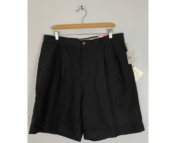 Vintage Black Pleated Classic Fit Shorts Mens Siz… - image 1