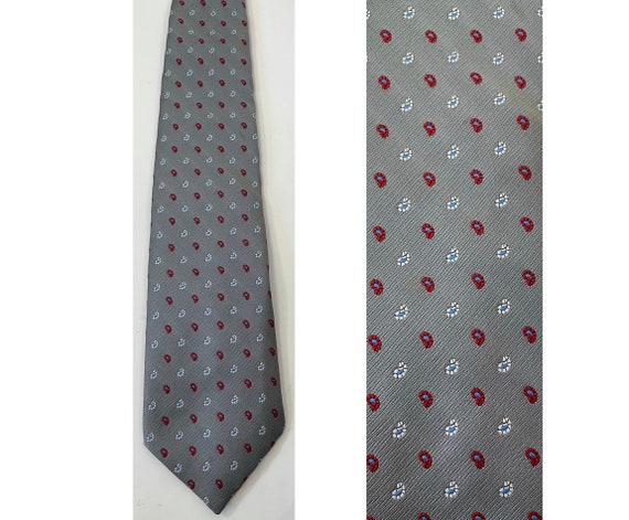 Vintage Mens Christian Dior Tie, Gray Paisley Tie… - image 1