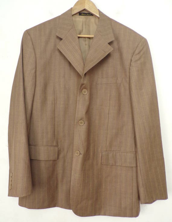 Vintage Men's Brown Blazer, 1980s Light Brown Pla… - image 3