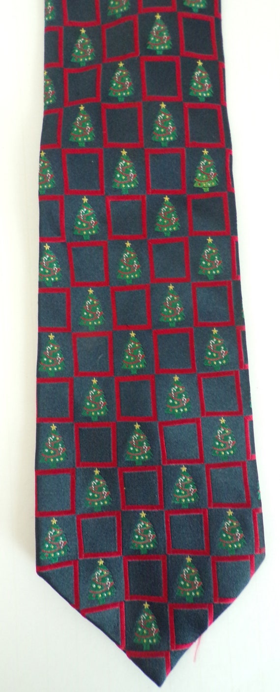 Vintage Christmas Tree Tie, Holiday Necktie, Chri… - image 2