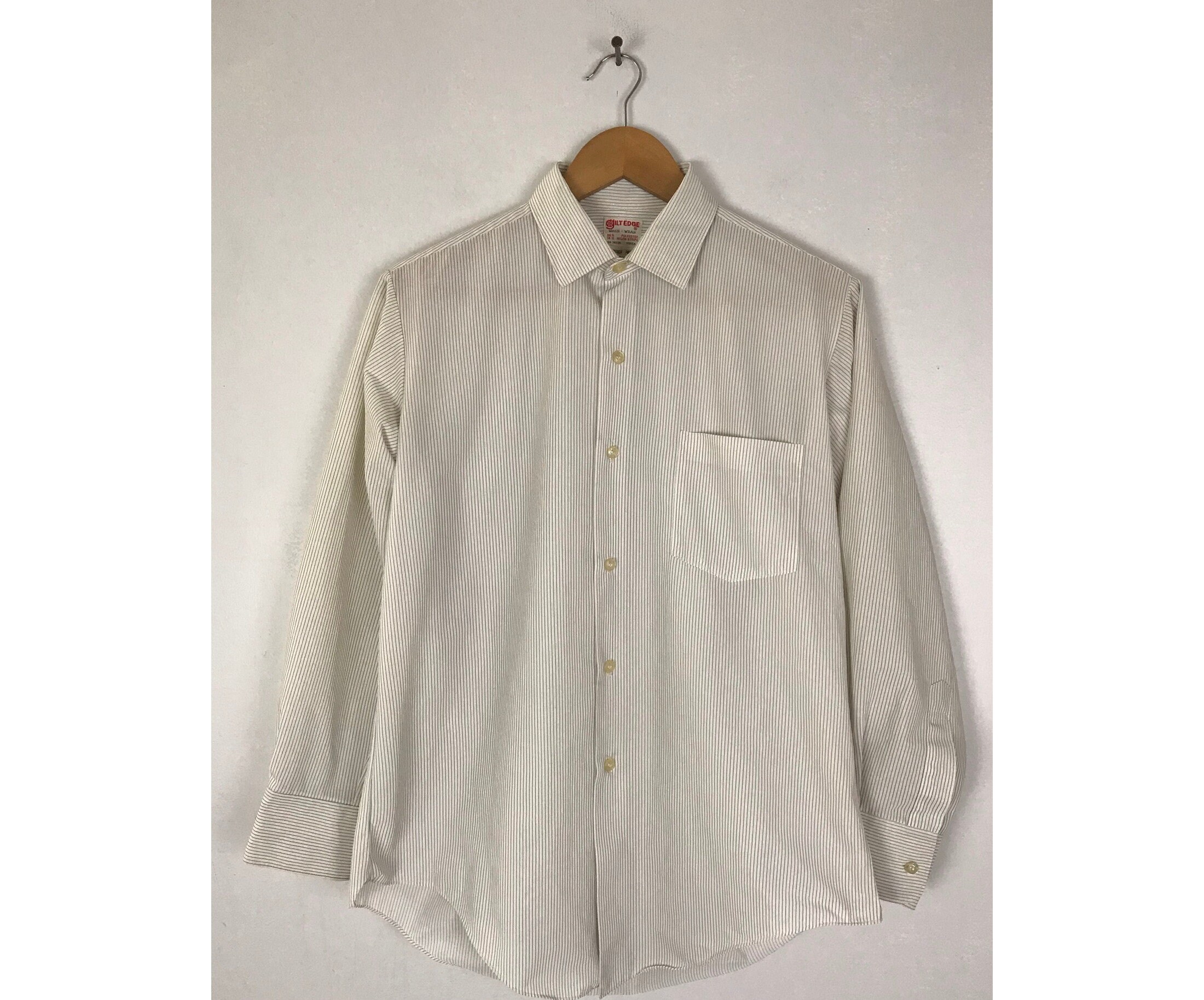 Gray Pinstriped Sheer Dress Shirt Mens 