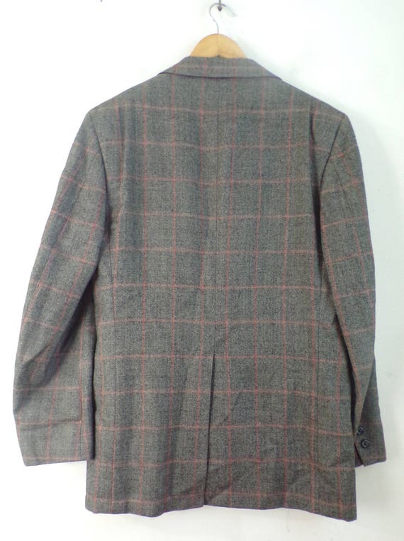 Vintge Mens Plaid Blazer, 1980s Red Gray Size 42 … - image 5