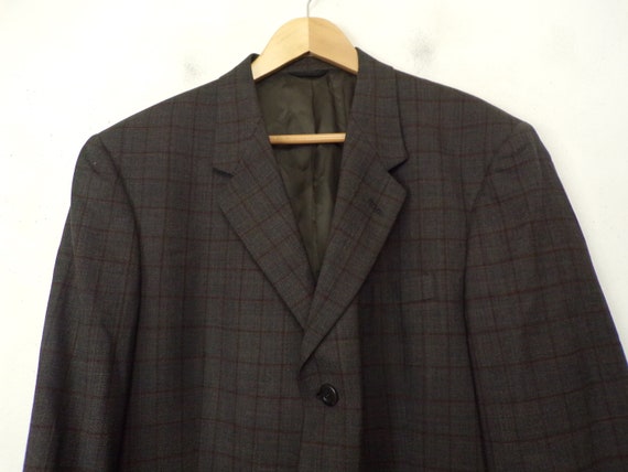 Vintage Mens Plaid Blazer, Gray & Red Sport Coat … - image 3