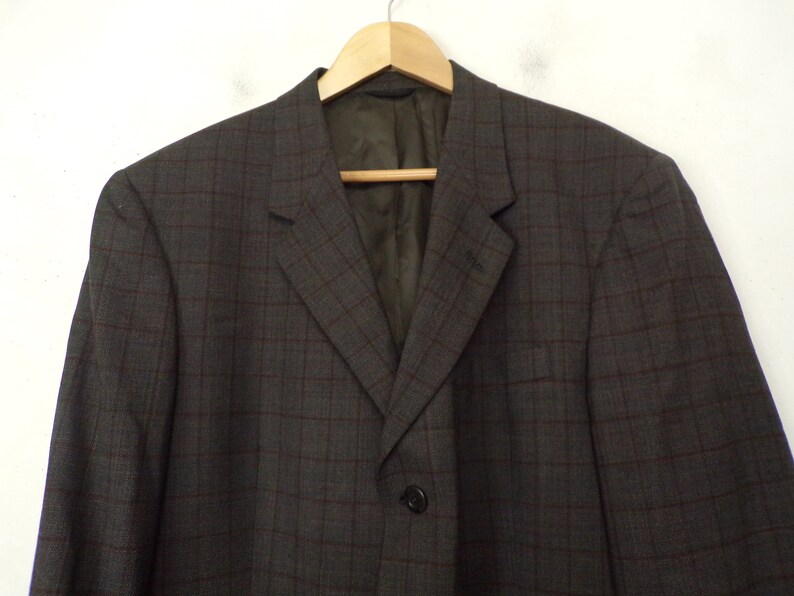 Vintage Gray /& Red Plaid Sport Coat Mens Size 42 Classic Plaid Sport Coat 90s Kenneth Cole Gray Plaid Sport Coat Preppy Gray Plaid Blazer