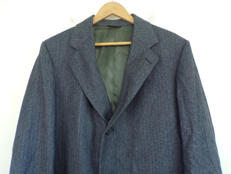 Vintage Mens Wool Coat, 1970s Cricketeer Dark Gray Tweed Long Coat Medium, Gray Overcoat, 70s Cricketeer Coat, Wool Winter Mens Coat image 3