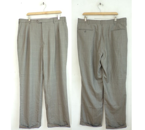 Vintage Gray Blue & White Plaid Dress Pants Mens 3