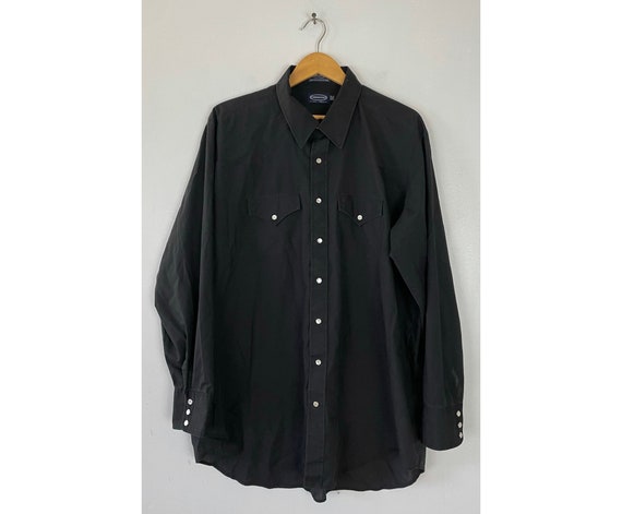 Vintage Black Western Shirt Mens Size 2XLT 18-18.5
