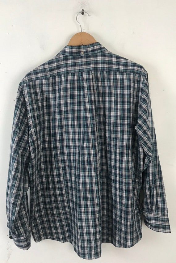 90s Blue Green Yellow Tartan Plaid Shirt Mens Siz… - image 5