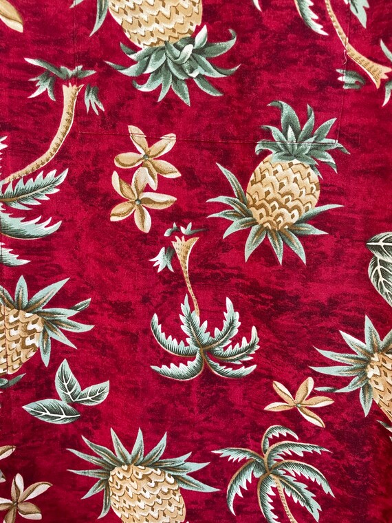 Vintage Pierre Cardin Red Pineapple Hawaiian Shir… - image 4